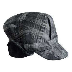 Nike Reversible Black & Plaid Winter Hat With Earflaps Cozy Warm Headwear snow